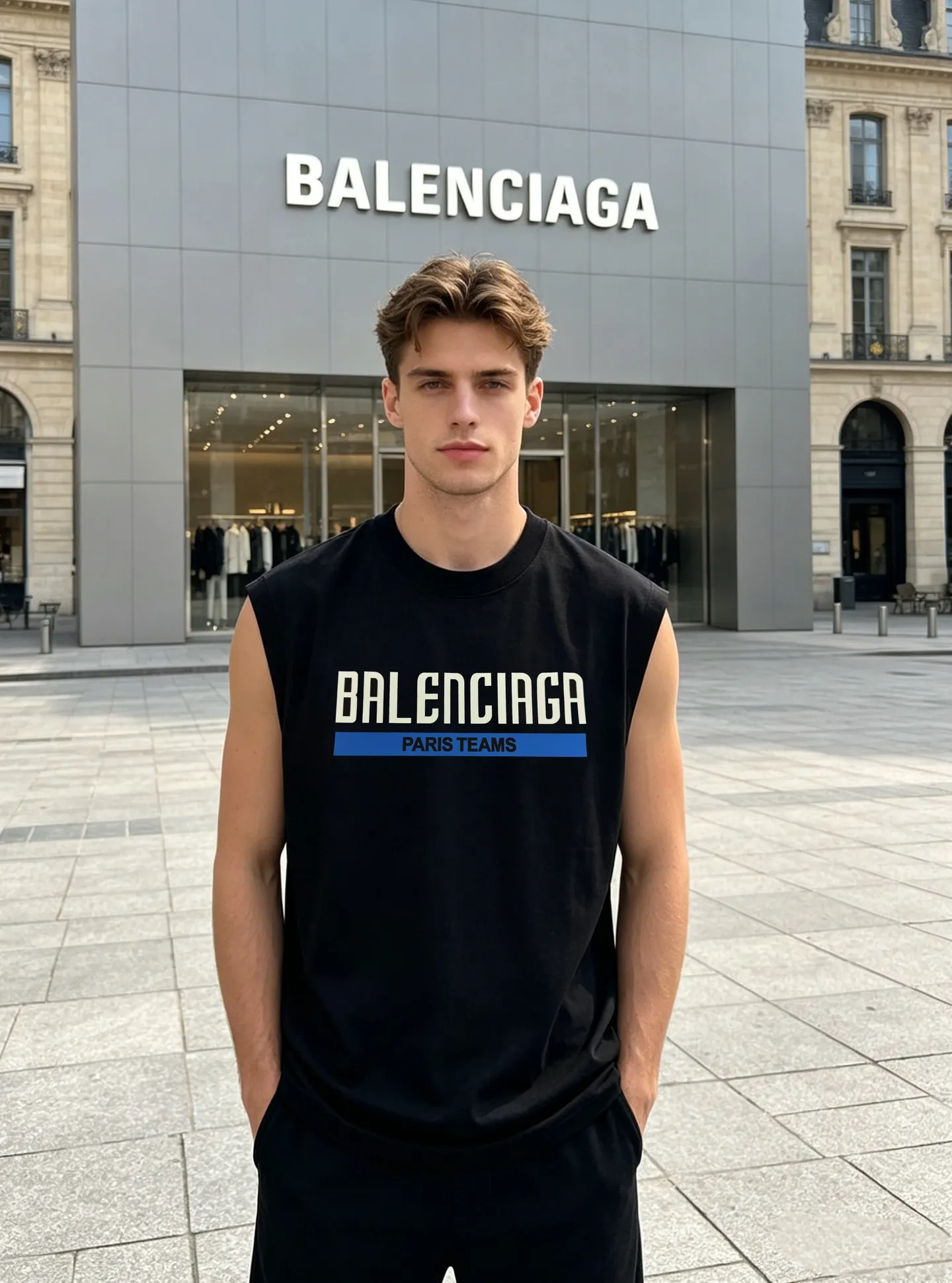 ⚜️Balenciaga Paris Teams Series ，Black White ， ， Breathable， ！ “PARIS TEAMS” +Blue ， ✨ ， OK， 、 ， ！ ！Sizes：S-3XL ❗️（175/145 L）